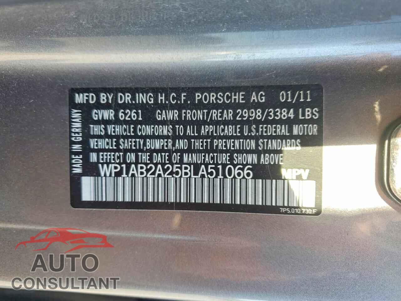 PORSCHE CAYENNE 2011 - WP1AB2A25BLA51066