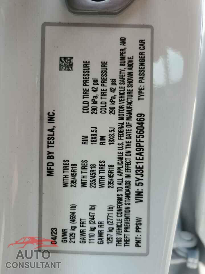 TESLA MODEL 3 2023 - 5YJ3E1EA9PF560469