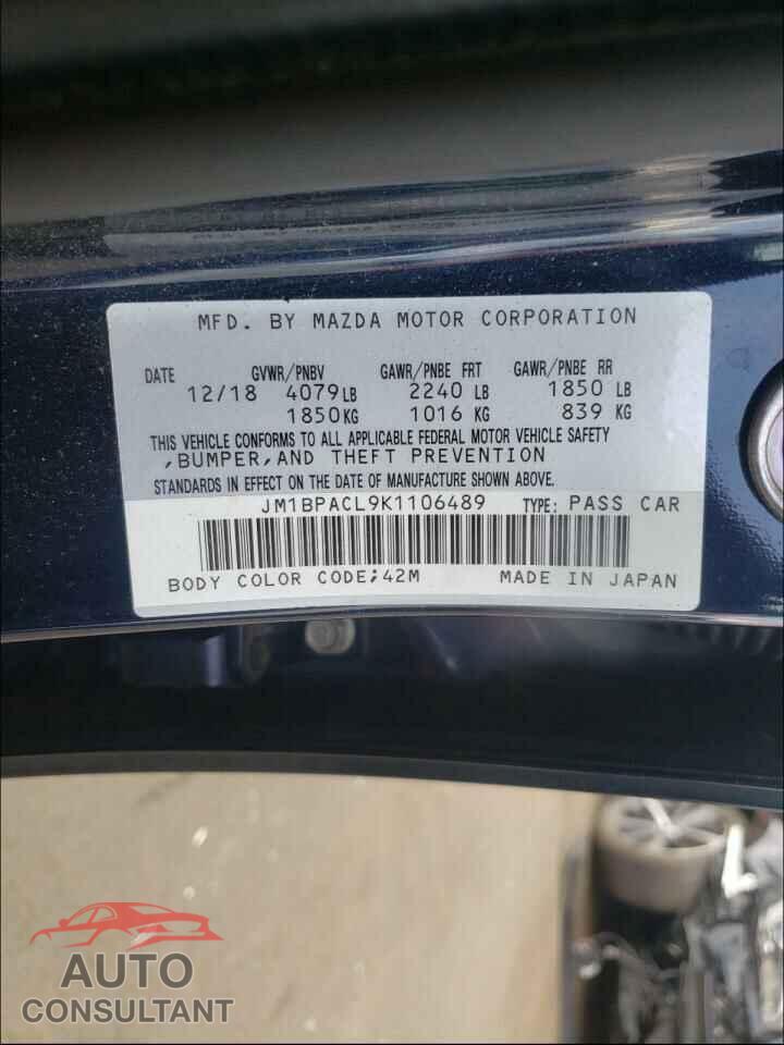 MAZDA 3 2019 - JM1BPACL9K1106489