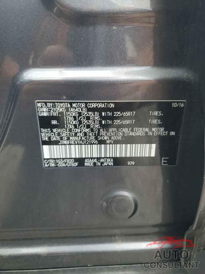 TOYOTA RAV4 2017 - JTMBFREV1HJ121996