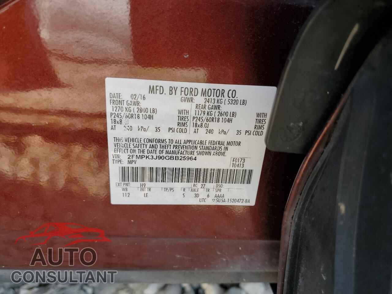 FORD EDGE 2016 - 2FMPK3J90GBB25964