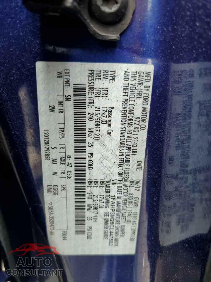 FORD FOCUS 2012 - 1FAHP3M26CL447503
