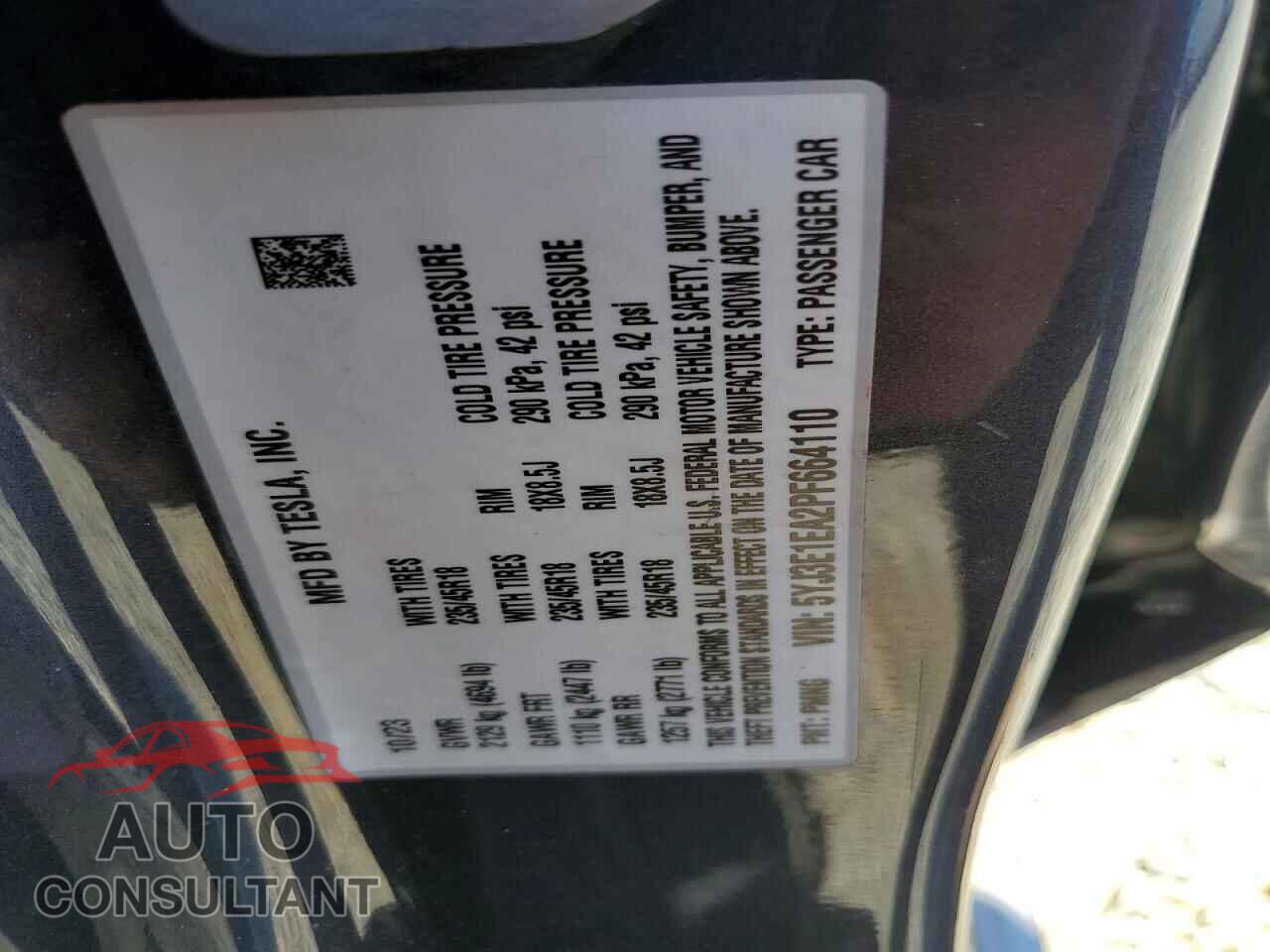TESLA MODEL 3 2023 - 5YJ3E1EA2PF664110