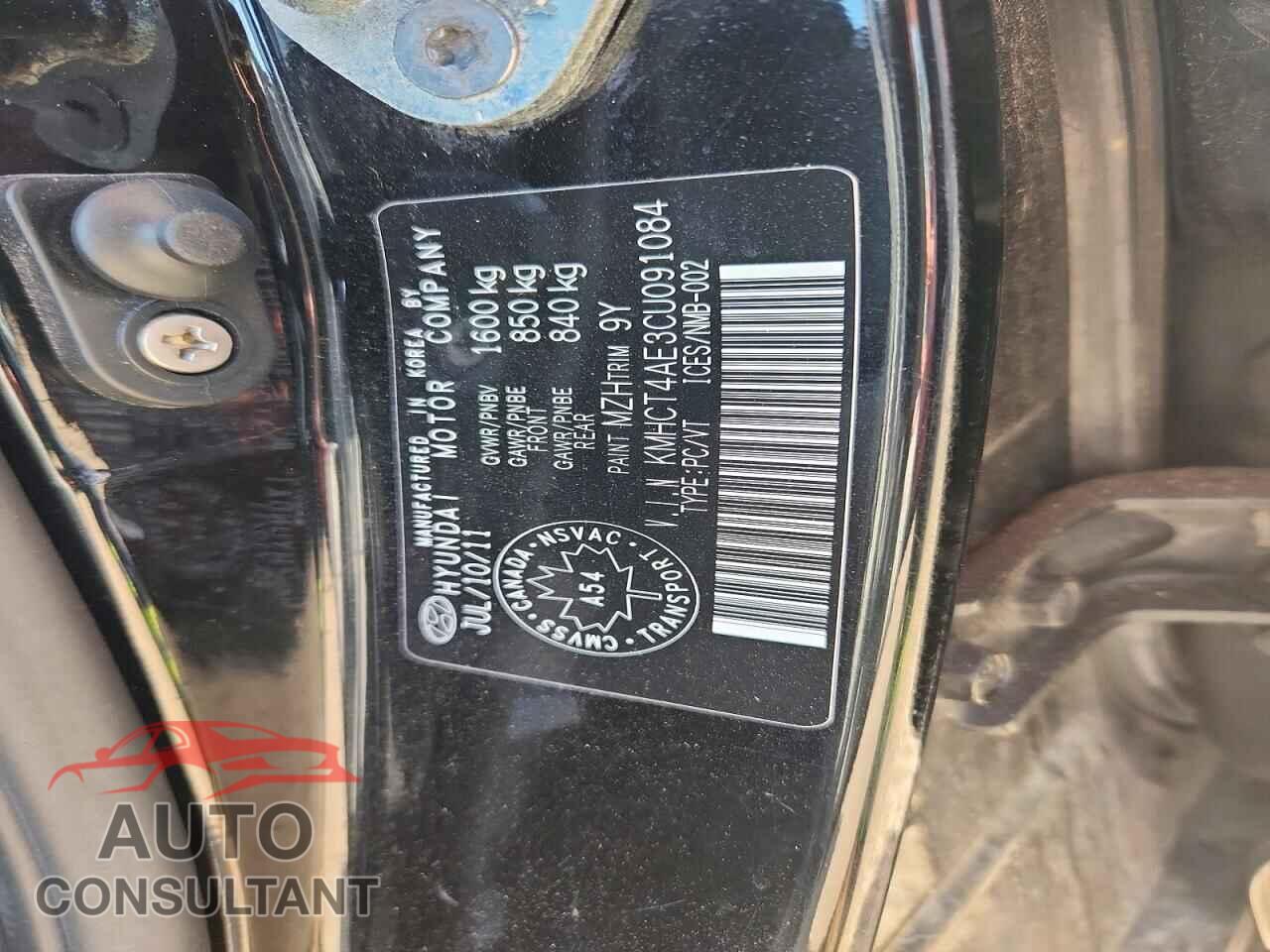 HYUNDAI ACCENT 2012 - KMHCT4AE3CU091084