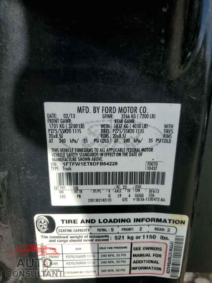 FORD F-150 2013 - 1FTFW1ET8DFB64228