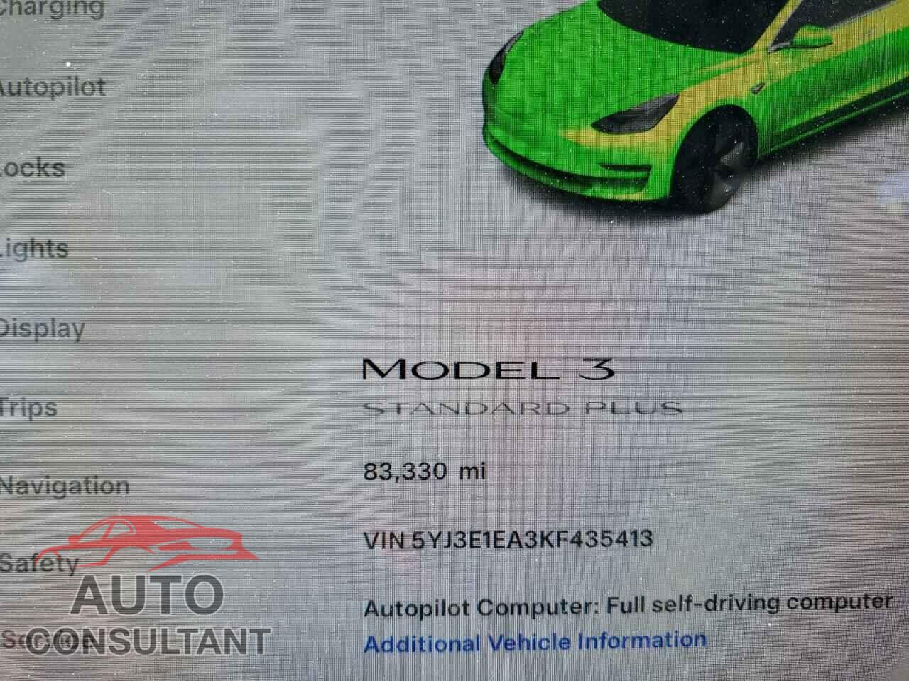 TESLA MODEL 3 2019 - 5YJ3E1EA3KF435413