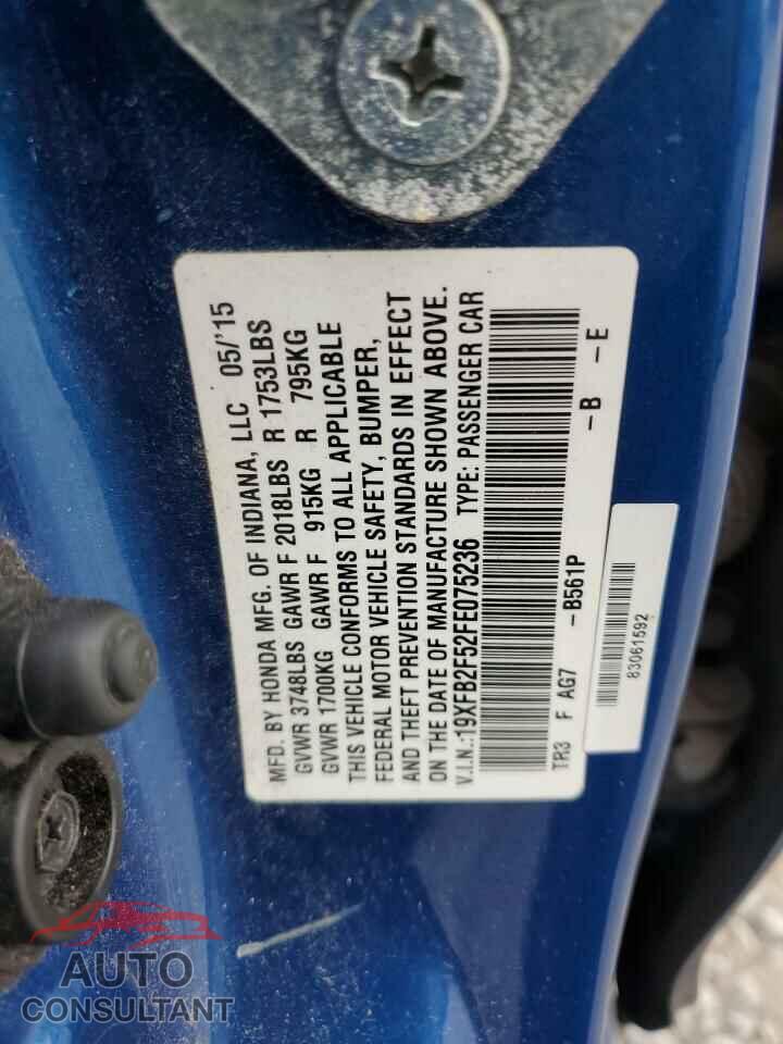 HONDA CIVIC 2015 - 19XFB2F52FE075236
