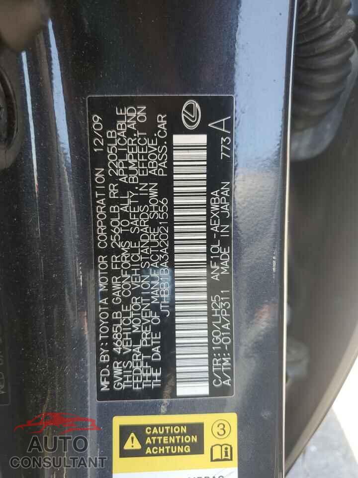 LEXUS HS 2010 - JTHBB1BA3A2021556