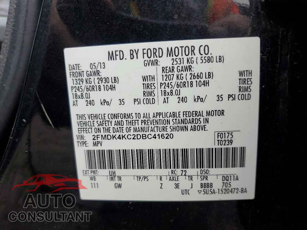 FORD EDGE 2013 - 2FMDK4KC2DBC41620