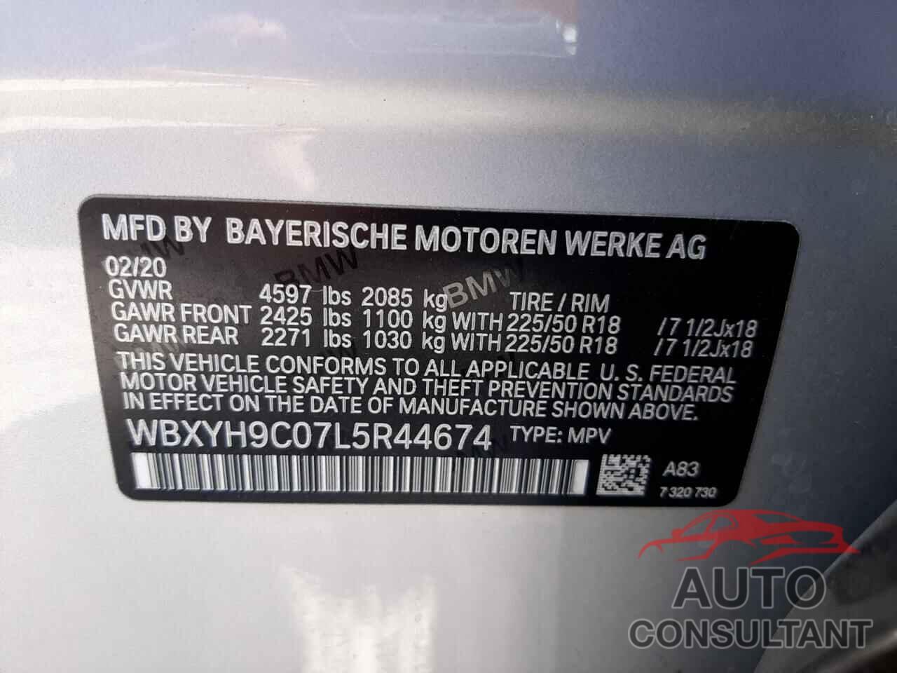 BMW X2 2020 - WBXYH9C07L5R44674