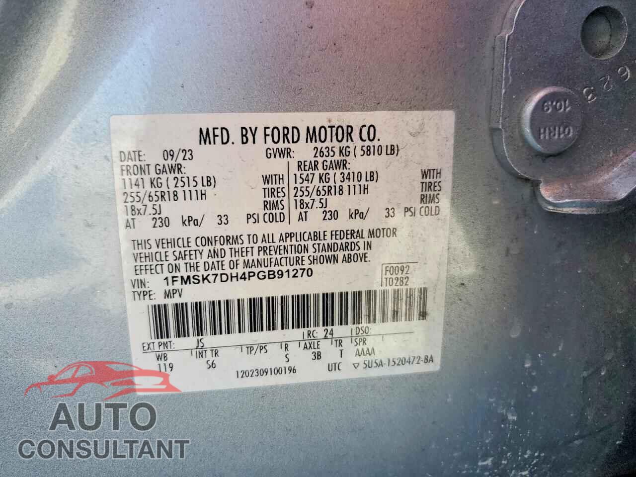 FORD EXPLORER 2023 - 1FMSK7DH4PGB91270