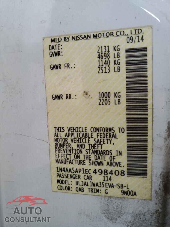 NISSAN MAXIMA 2014 - 1N4AA5AP1EC498408
