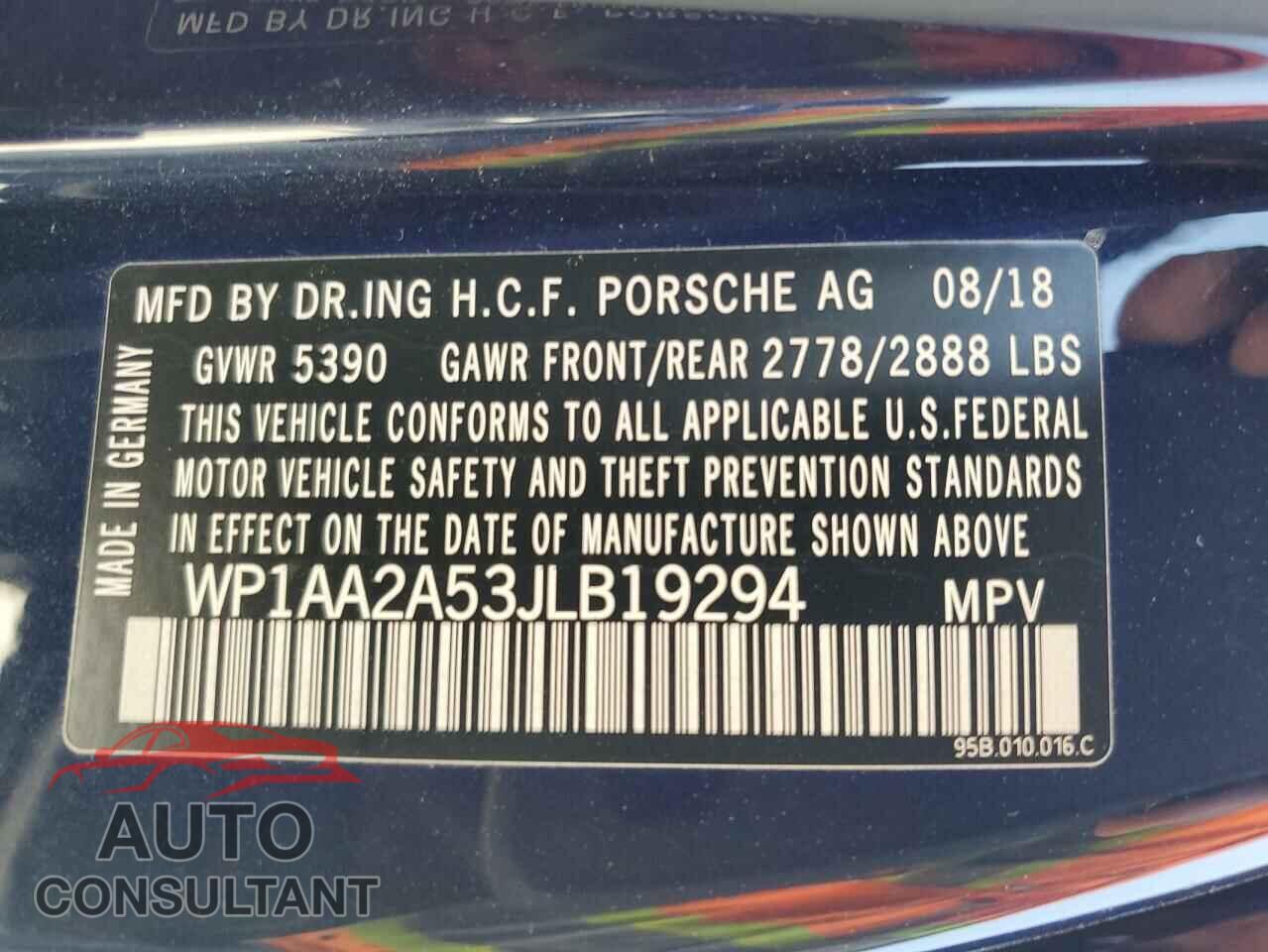 PORSCHE MACAN 2018 - WP1AA2A53JLB19294