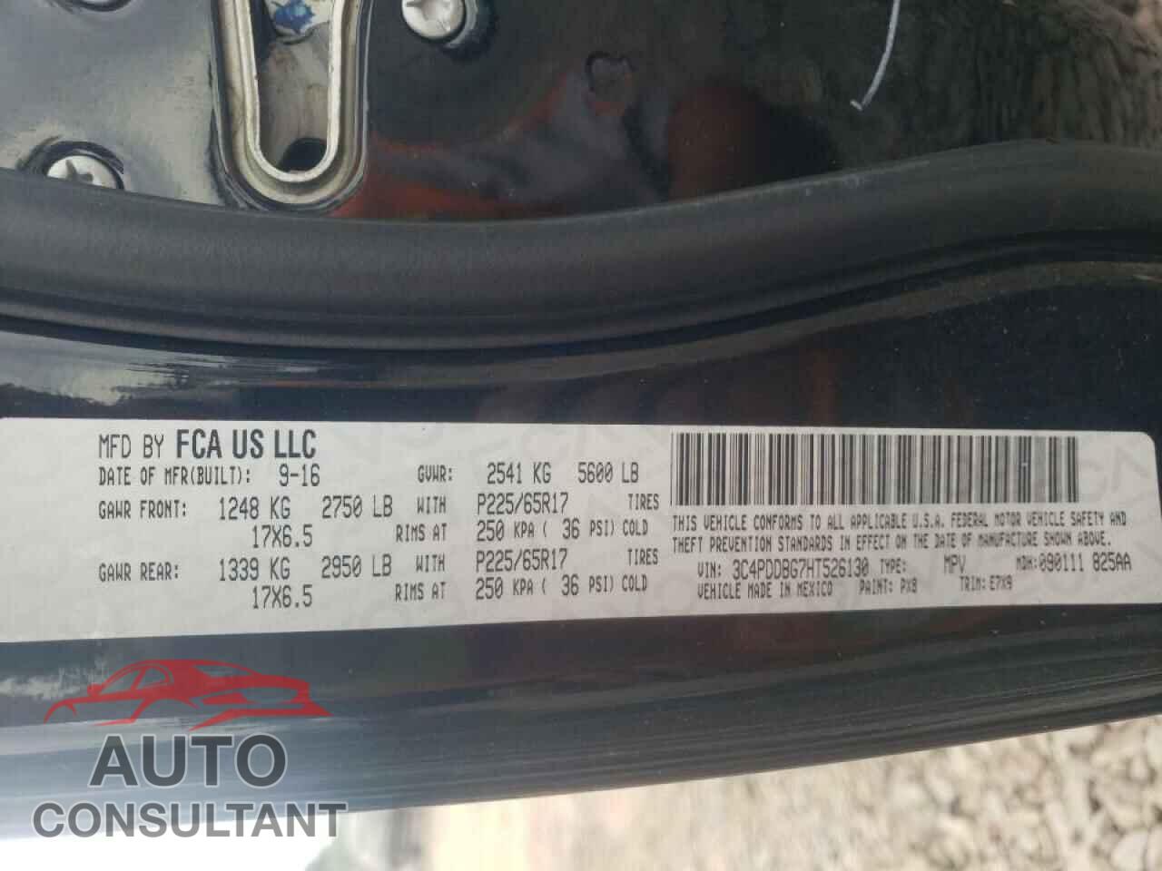 DODGE JOURNEY 2017 - 3C4PDDBG7HT526130