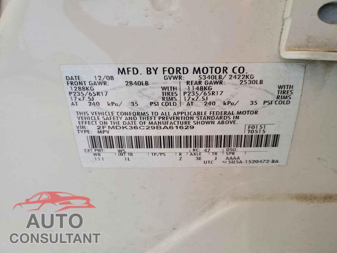 FORD EDGE 2009 - 2FMDK36C29BA61629