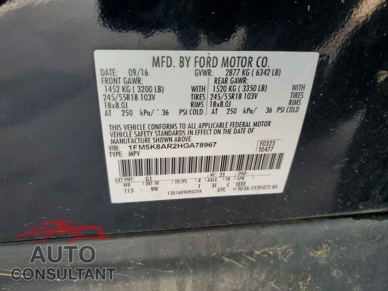FORD EXPLORER 2017 - 1FM5K8AR2HGA78967