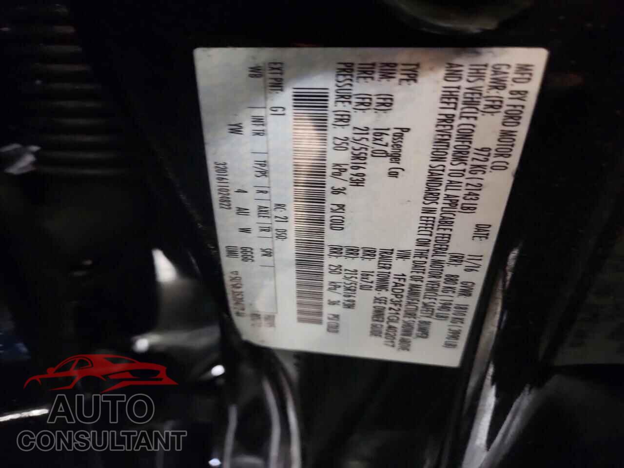 FORD FOCUS 2016 - 1FADP3F21GL402017