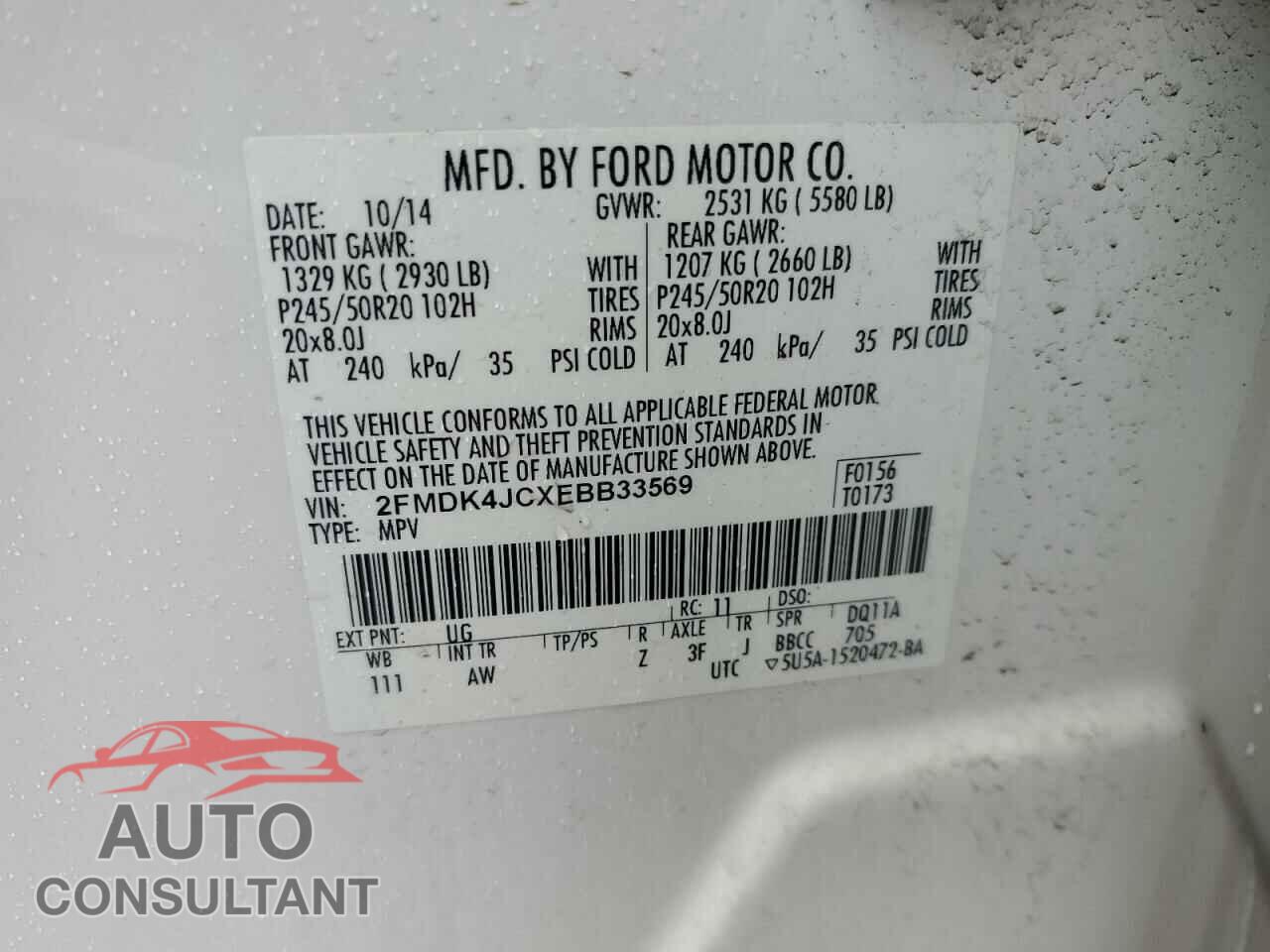 FORD EDGE 2014 - 2FMDK4JCXEBB33569