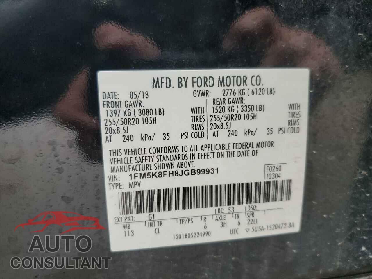 FORD EXPLORER 2018 - 1FM5K8FH8JGB99931