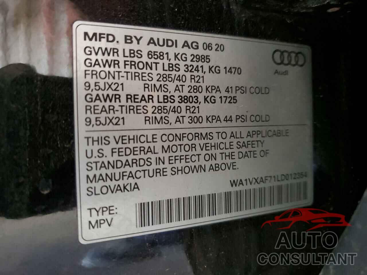 AUDI Q7 2020 - WA1VXAF71LD012354