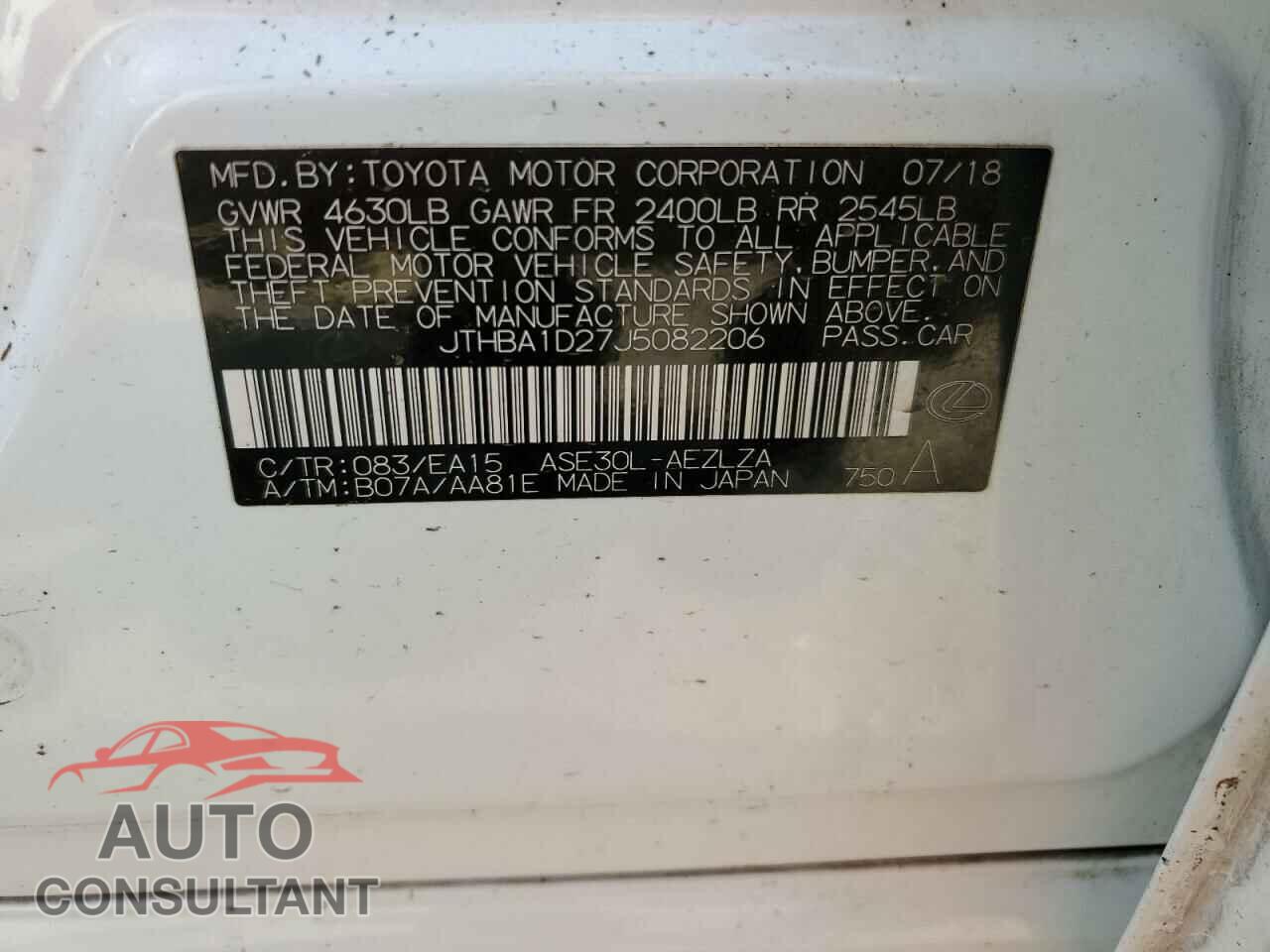LEXUS IS 2018 - JTHBA1D27J5082206