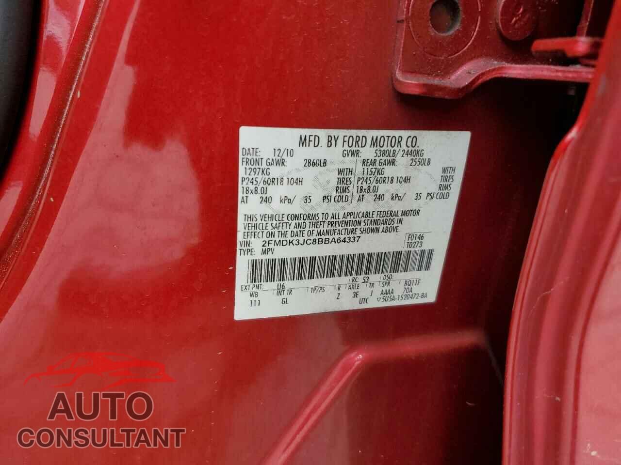 FORD EDGE 2011 - 2FMDK3JC8BBA64337