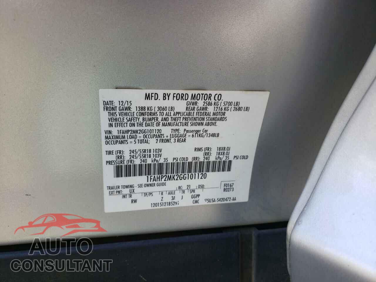 FORD TAURUS 2016 - 1FAHP2MK2GG101120