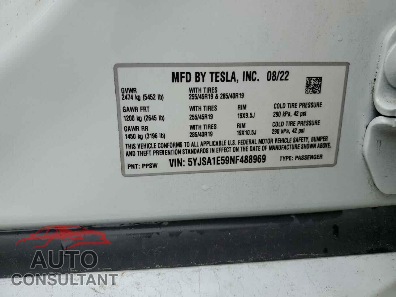 TESLA MODEL S 2022 - 5YJSA1E59NF488969