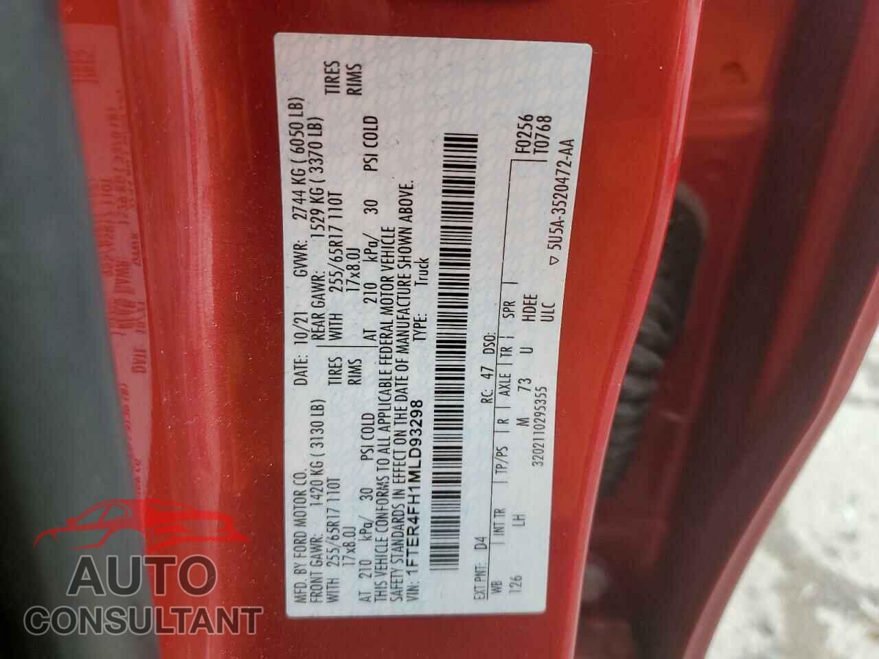 FORD RANGER 2021 - 1FTER4FH1MLD93298