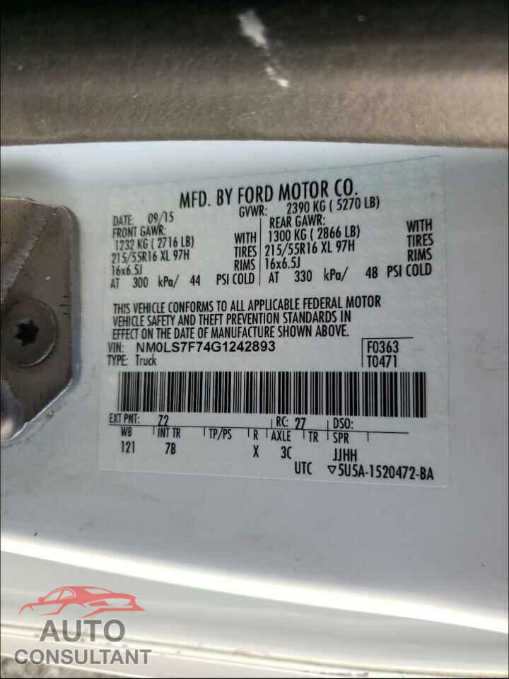 FORD TRANSIT CO 2016 - NM0LS7F74G1242893