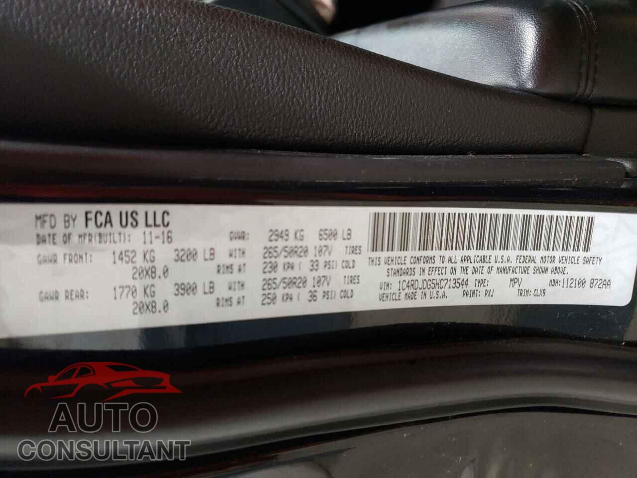 DODGE DURANGO 2017 - 1C4RDJDG5HC713544