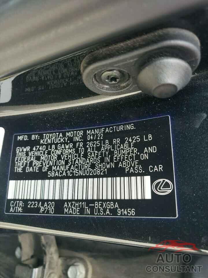 LEXUS ES300 2022 - 58ACA1C15NU020821