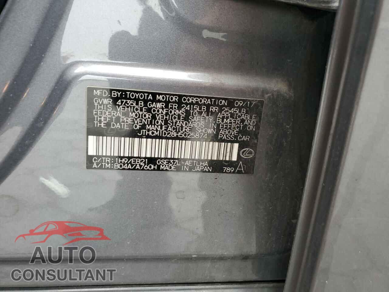 LEXUS IS 2017 - JTHCM1D28H5025874