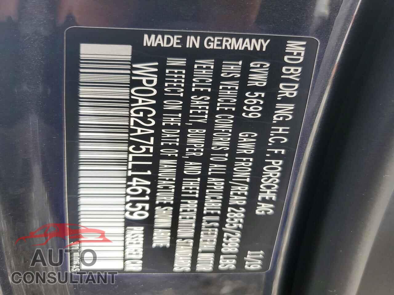 PORSCHE PANAMERA 2020 - WP0AG2A75LL146159