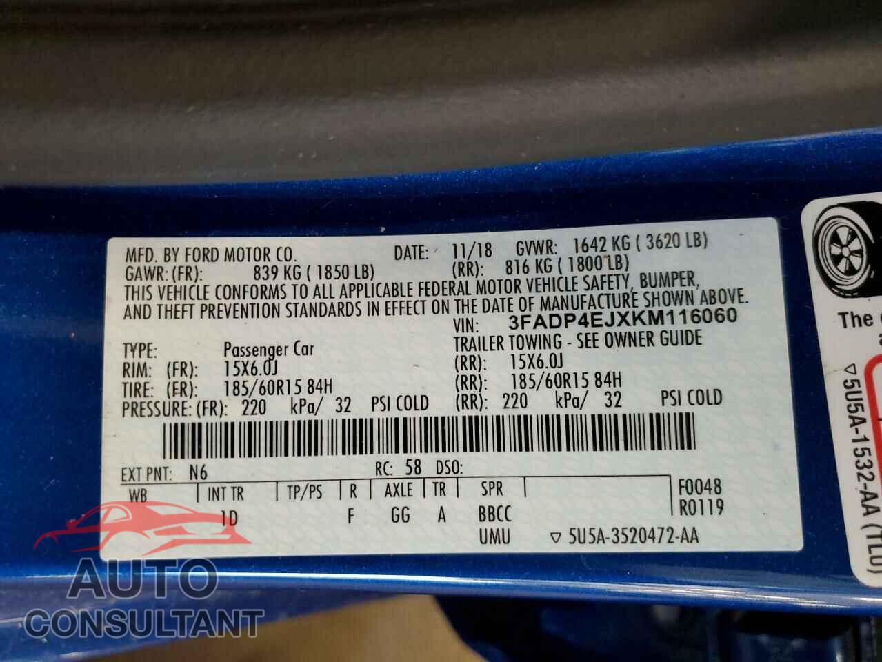 FORD FIESTA 2019 - 3FADP4EJXKM116060