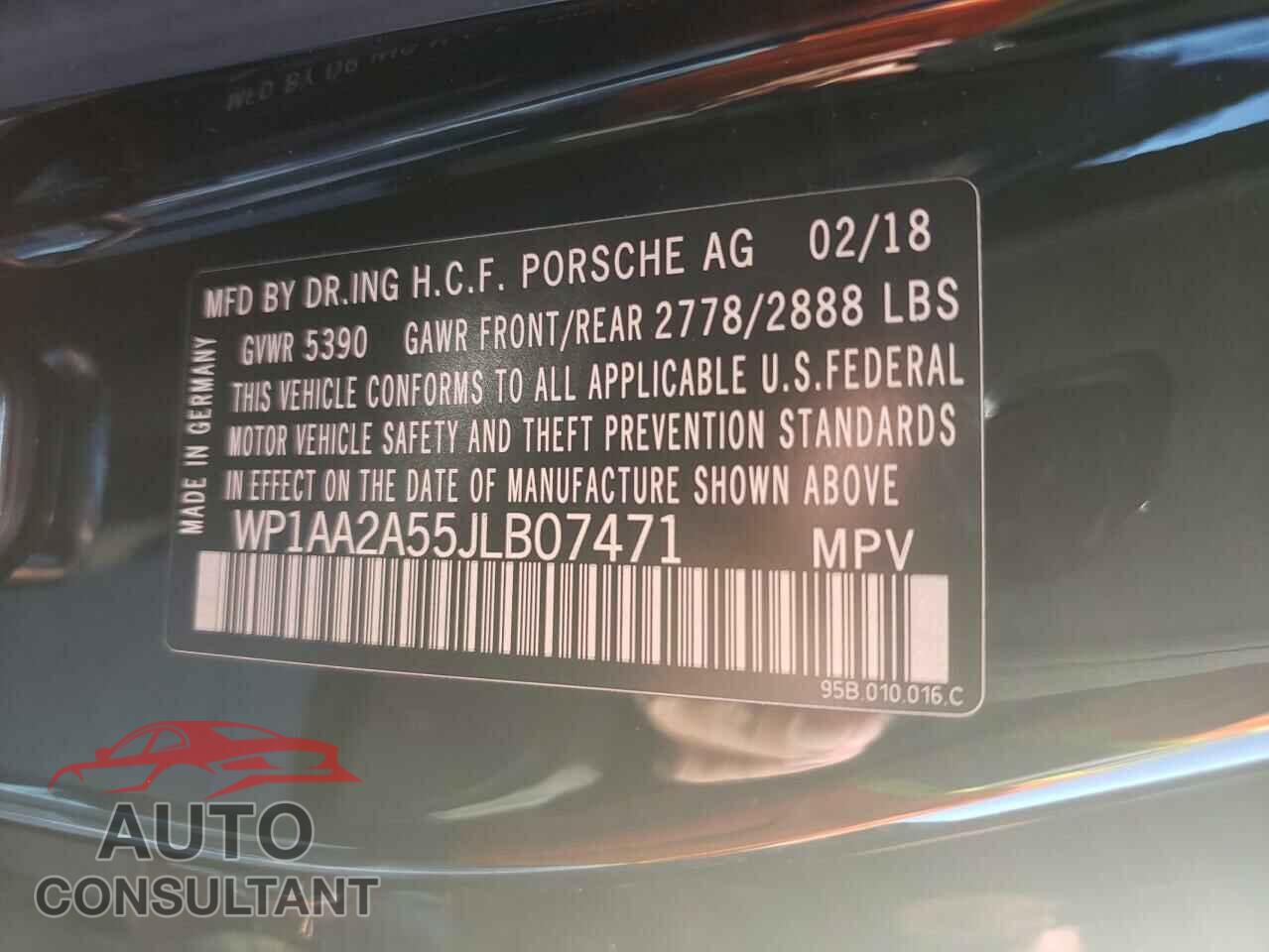 PORSCHE MACAN 2018 - WP1AA2A55JLB07471