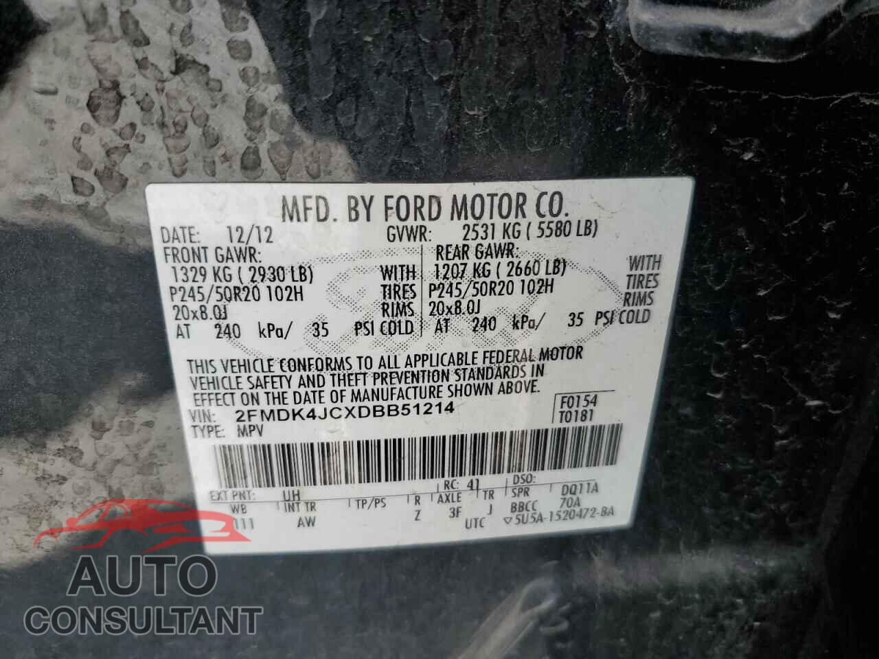 FORD EDGE 2013 - 2FMDK4JCXDBB51214