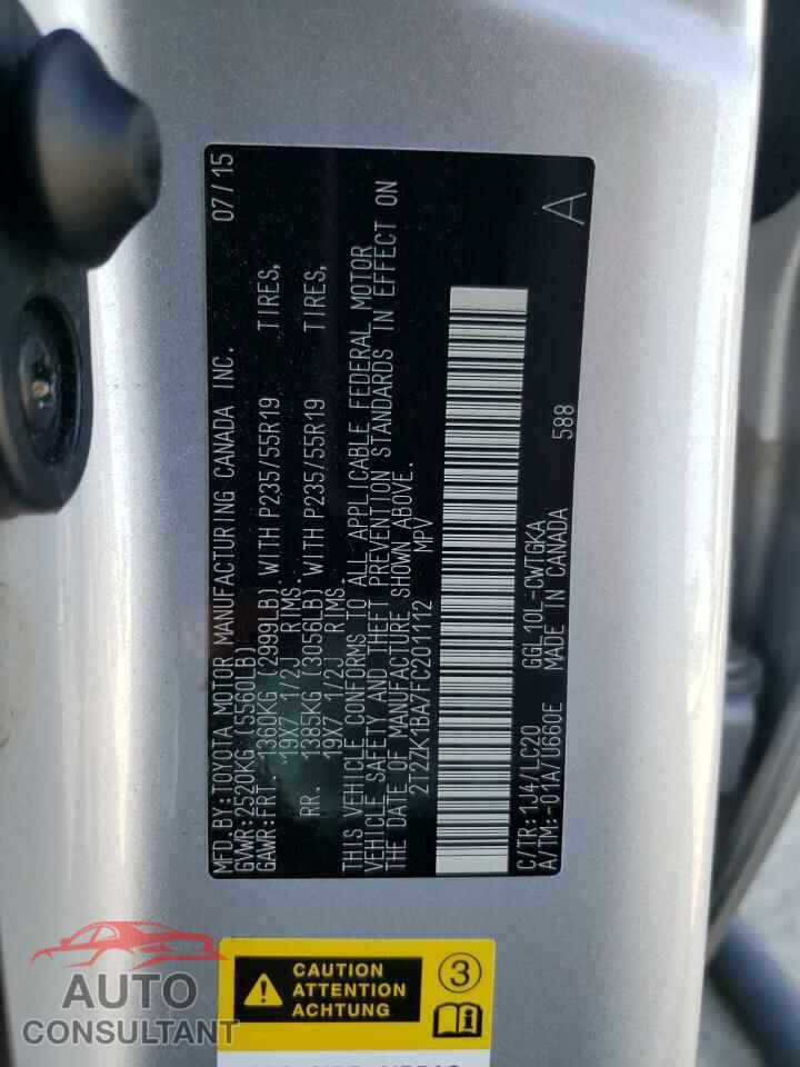 LEXUS RX350 2015 - 2T2ZK1BA7FC201112