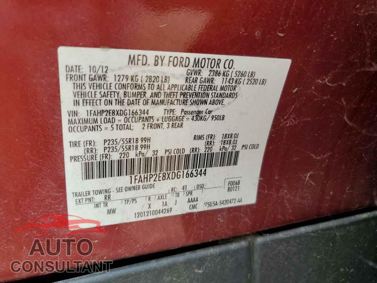 FORD TAURUS 2013 - 1FAHP2E8XDG166344