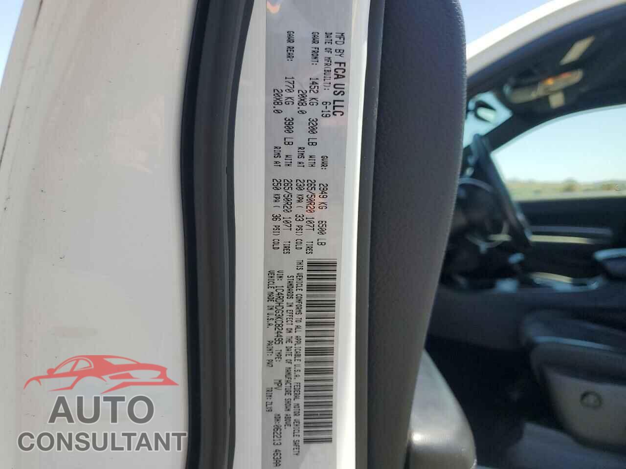 DODGE DURANGO 2019 - 1C4RDHDG3KC824495