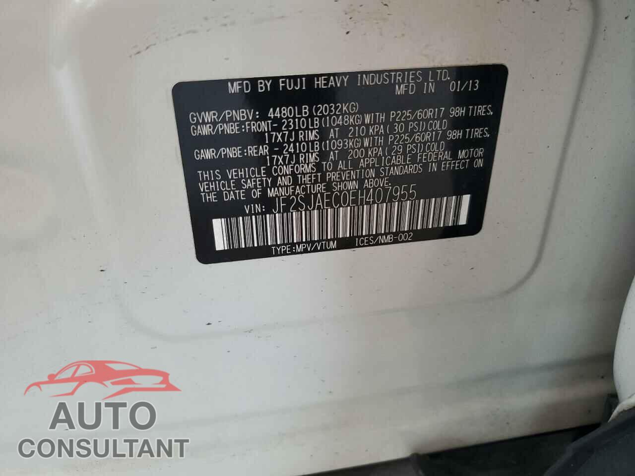SUBARU FORESTER 2014 - JF2SJAEC0EH407955