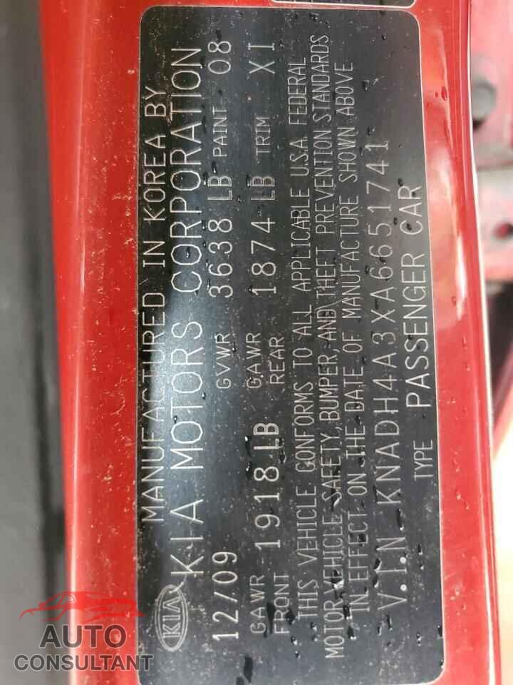 KIA RIO 2010 - KNADH4A3XA6651741