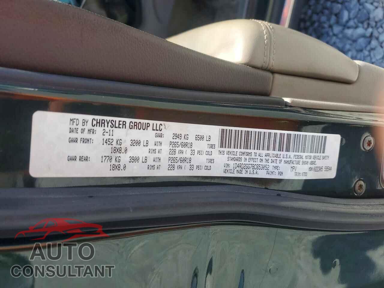 DODGE DURANGO 2011 - 1D4RD2GG7BC653052