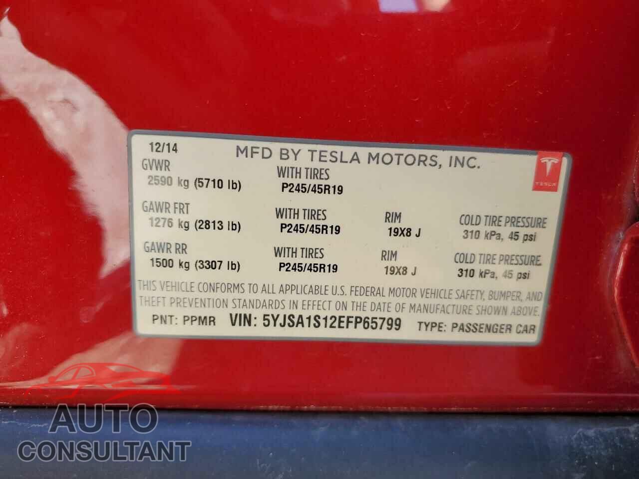 TESLA MODEL S 2014 - 5YJSA1S12EFP65799