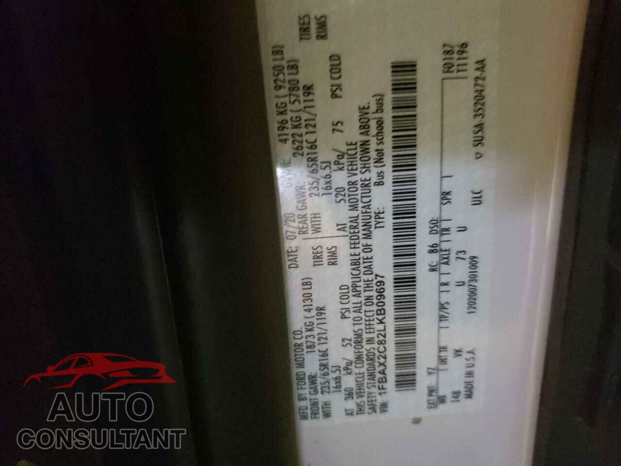 FORD TRANSIT 2020 - 1FBAX2C82LKB09697