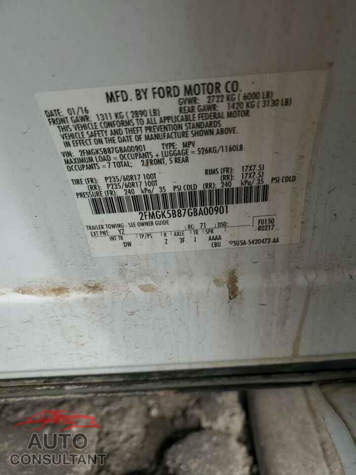 FORD FLEX 2016 - 2FMGK5B87GBA00901