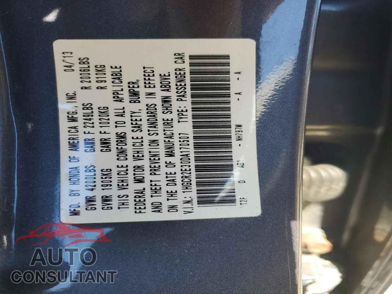 HONDA ACCORD 2013 - 1HGCR2E30DA170507