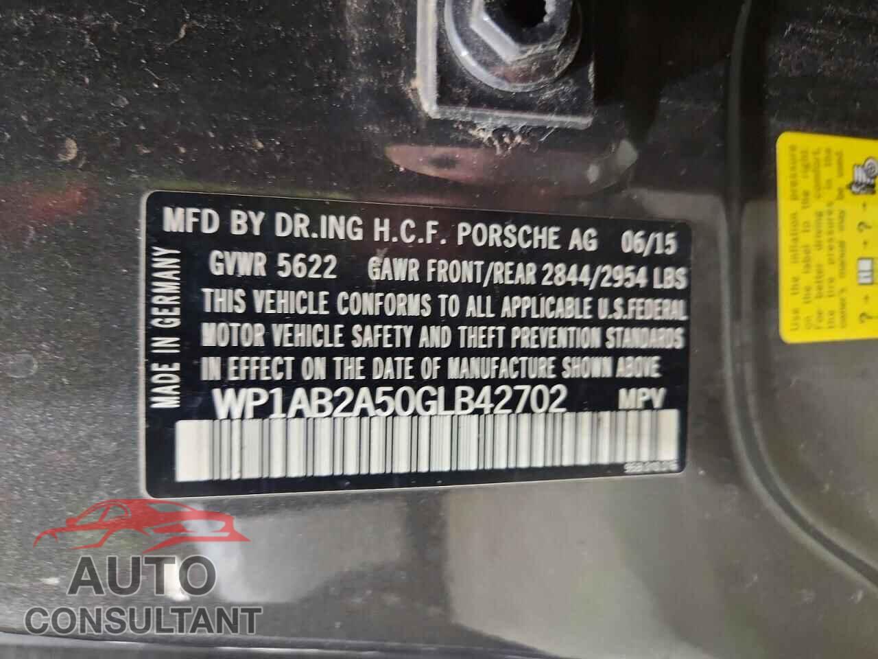 PORSCHE MACAN 2016 - WP1AB2A50GLB42702