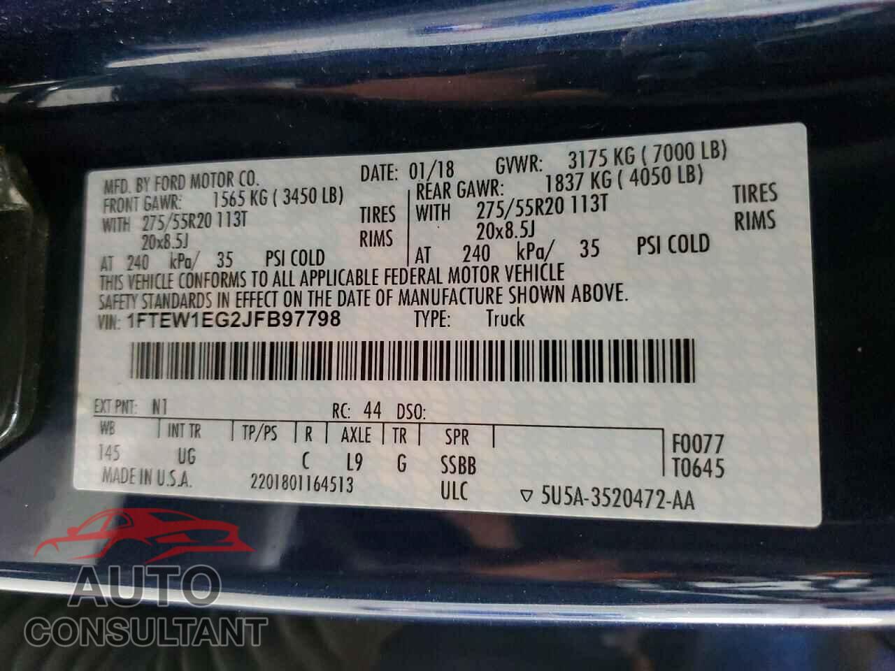 FORD F150 2018 - 1FTEW1EG2JFB97798