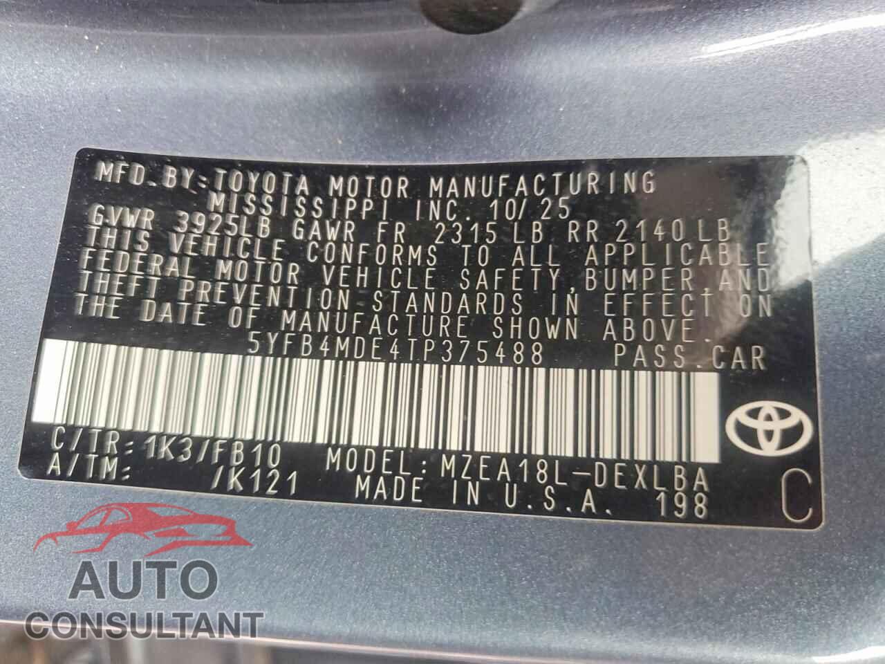 TOYOTA COROLLA 2026 - 5YFB4MDE4TP375488